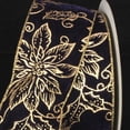 thumbnail image 1 of The Ribbon People Navy Blue and Gold Contemporary Floral Craft Ribbon 3" x 20 Yards, 1 of 2