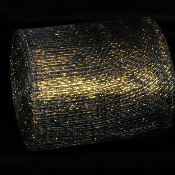 The Ribbon People Navy Blue and Gold Wired Sinamay Abaca Fiber Ribbon 5" x 32 Yards