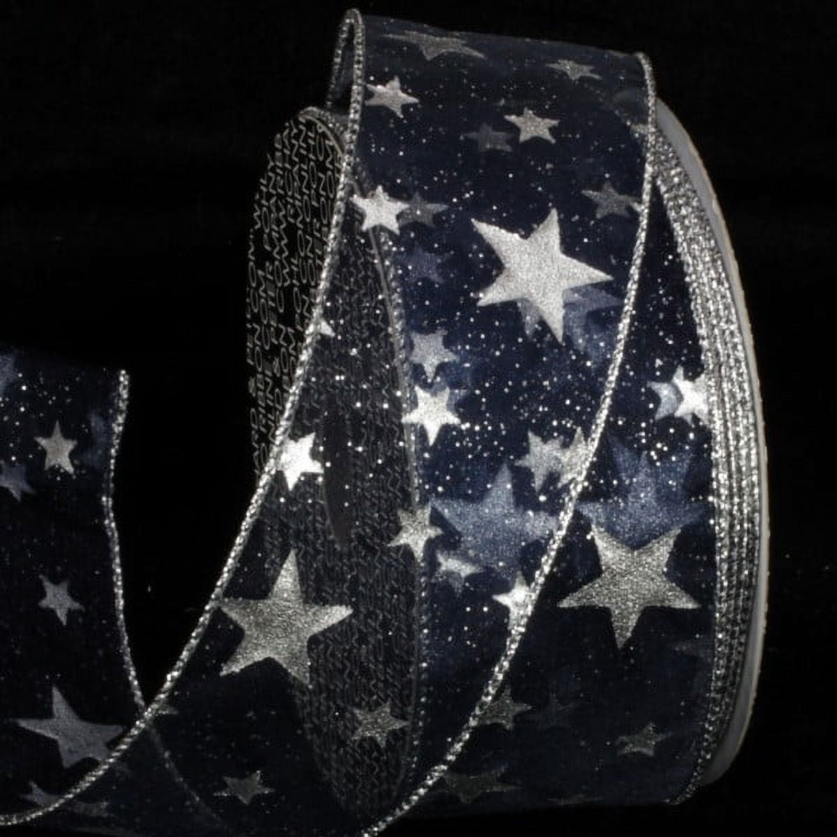 The Ribbon People Navy Blue and Silver Milky Way Wire Edged Craft ...