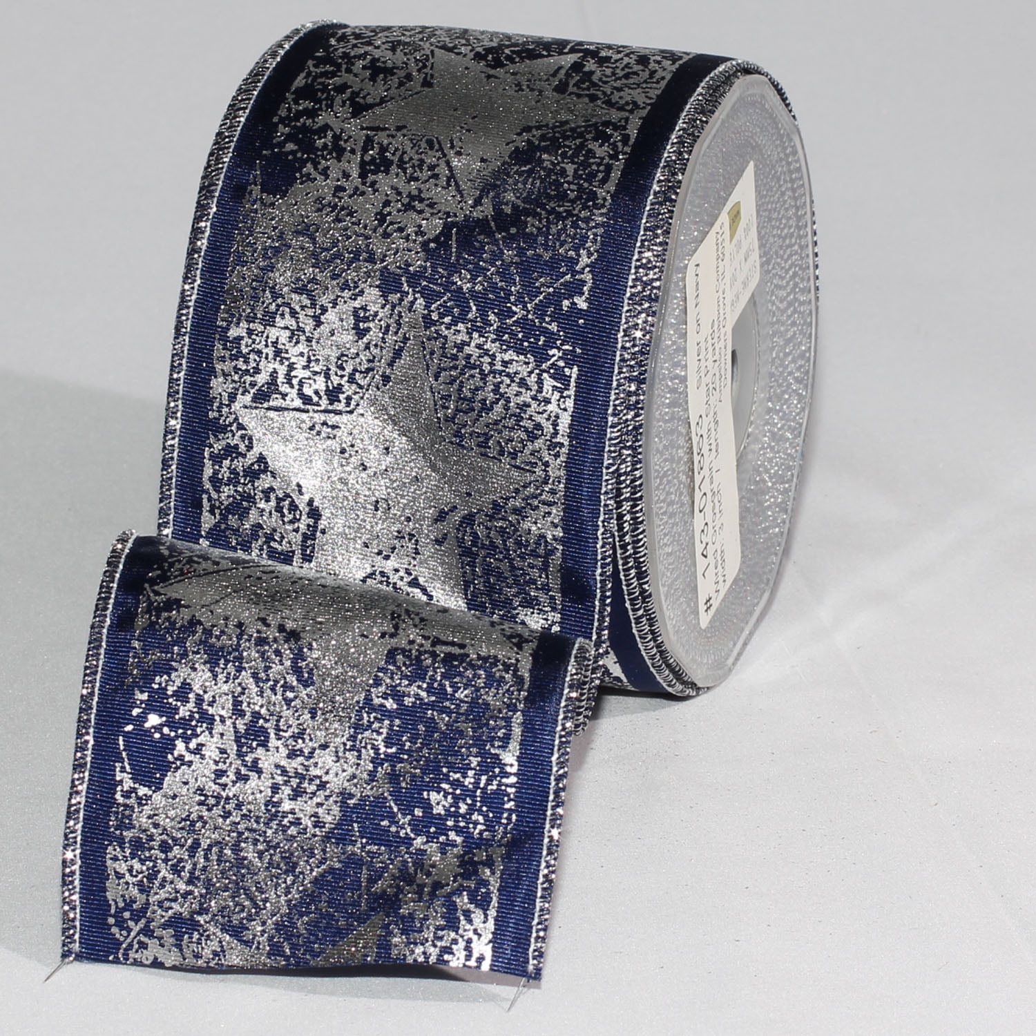The Ribbon People Navy Blue and Silver Star Wired Craft Ribbon 3