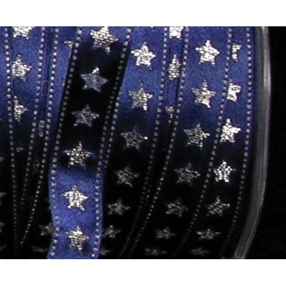 The Ribbon People Navy Blue with Silver Wired Craft Ribbon 0.5" x 54 Yards