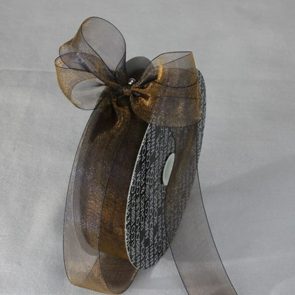 The Ribbon People Night Brown and Black Shimmering Crystal Organdy Ribbon 1" x 55 Yards