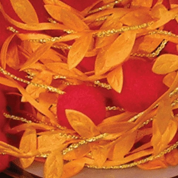 The Ribbon People Orange Leaves with Pom Pom Party Garland 0.75" x 22 Yards