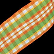The Ribbon People Orange and Green Checkered Wired Edge Craft Ribbon 1.5" x 27 Yards
