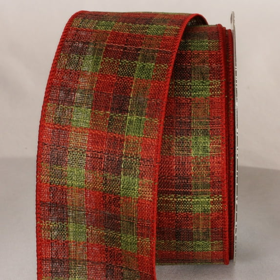 The Ribbon People Orange and Green Plaid Wired Craft Ribbon 2.5" x 40 Yards