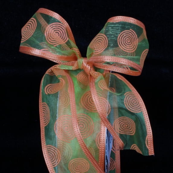 The Ribbon People Orange and Lime Green Sheer Wire Edged Craft Ribbon 1.5" x 80 Yards