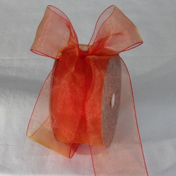 The Ribbon People Orange and White Shimmering Crystal Organdy Ribbon 2" x 55 Yards