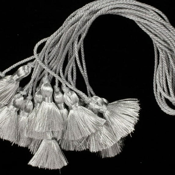 The Ribbon People Pack of 10 Small Beautiful Shining Metallic Silver Tassels 35mm