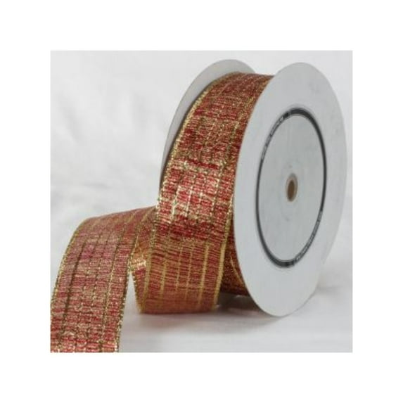The Ribbon People Pack of 2 Red and Gold Wired Ribbon 1.5 x 27 Yards