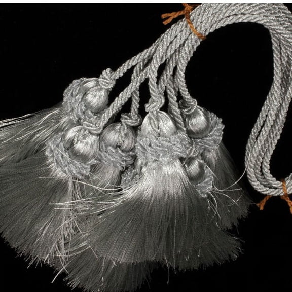 Pack of 5 Large Shimmering Metallic Silver Tassels 3"