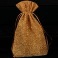 thumbnail image 1 of Pack of 6 "Gold Fuzz" Large Tie Close Copper Gold Gift Bags 10.5", 1 of 2