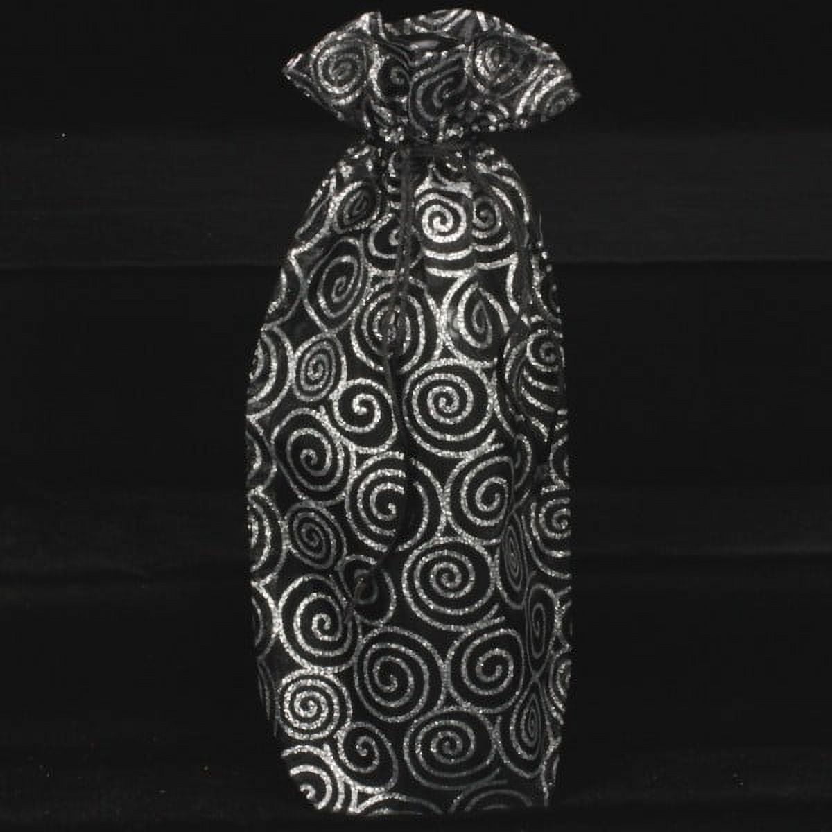 Elegant Silver and Black Swirl Gift Bags, 13" x 7", Pack of 6