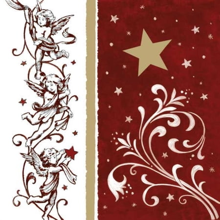 The Ribbon People Pack of 60 Christmas Angels in Burgundy 3-Ply Lunch Napkins 6.5"