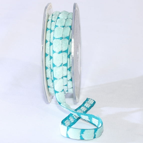 The Ribbon People Pale Blue Blocks Woven Edge Craft Ribbon 0.25" x 40 Yards