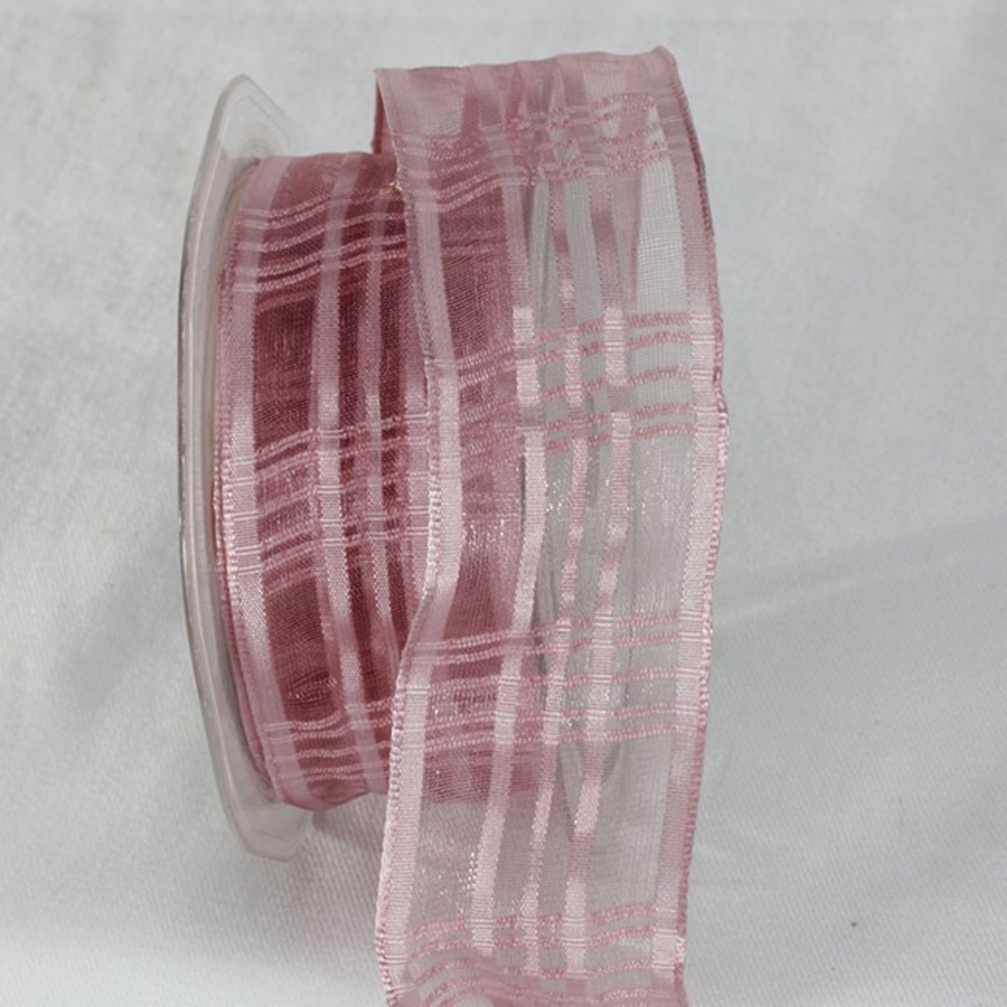 The Ribbon People Pale Pink Plaid Patterned French Wired Craft Ribbon 1 ...