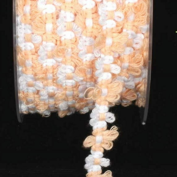 Peach and White Rococo Craft Trim .625" x 88 Yards