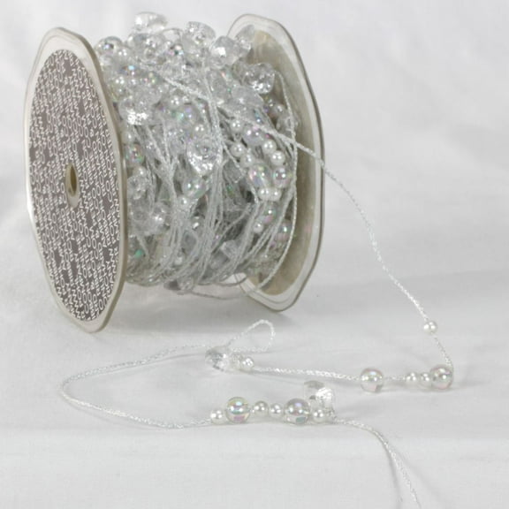 Pearl White Colorado Garland Beads Craft Ribbon 0.25" x 27 Yards