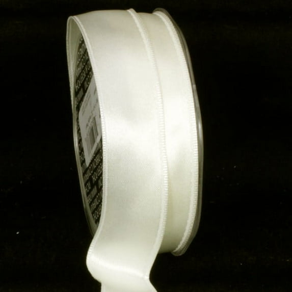 Pearl White Double Face Solid Wired Craft Ribbon 1" x 44 Yards