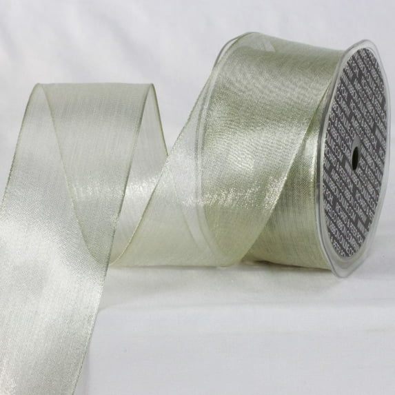 Pearl White Metallic Sheer Wired Craft Ribbon 2" x 25 Yards