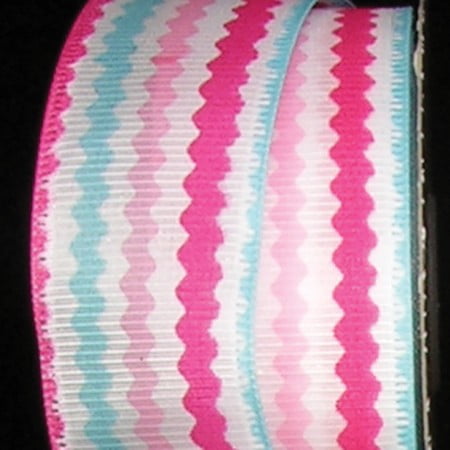 The Ribbon People Pink Fascia and Blue Ric Wired Craft Ribbon 1.5" x 80 Yards