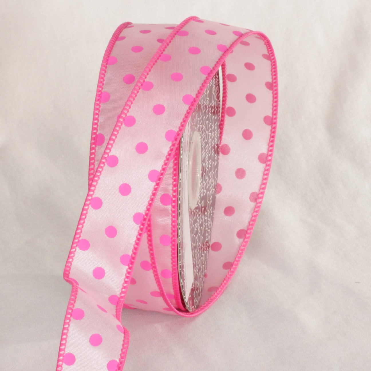 Poca Ribbon The Ribbon People Pink Polka Dots Printed Wired Craft Ribbon 1