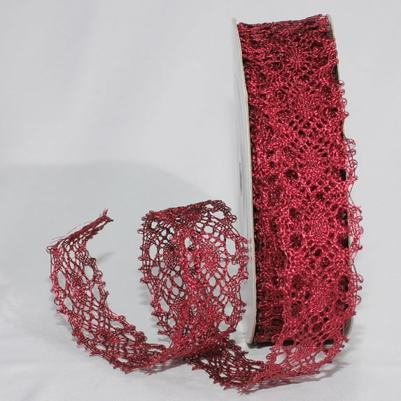 The Ribbon People Pink Solid Lace Craft Ribbon 1.37" x 20 Yards