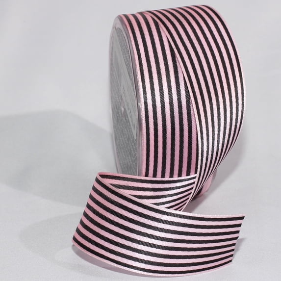 The Ribbon People Pink and Black Contemporary Striped Craft Ribbon 1.5" x 108 Yards