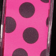 thumbnail image 1 of The Ribbon People Pink and Black Polka Dotted Wired Craft Ribbon 1.5" x 27 Yards, 1 of 1