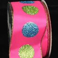 thumbnail image 1 of The Ribbon People Pink and Green Glitter Dots Wired Craft Ribbon 2.5" x 40 Yards, 1 of 2