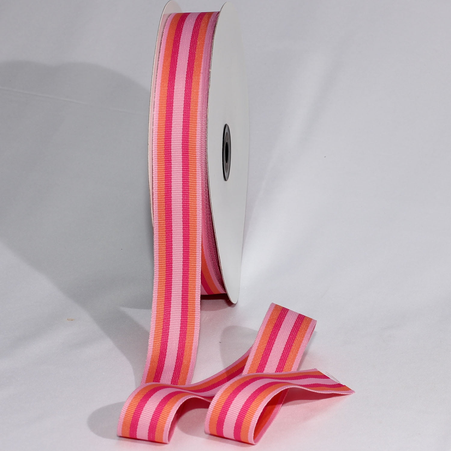 The Ribbon People Pink and Orange Striped Woven Grosgrain Craft Ribbon ...