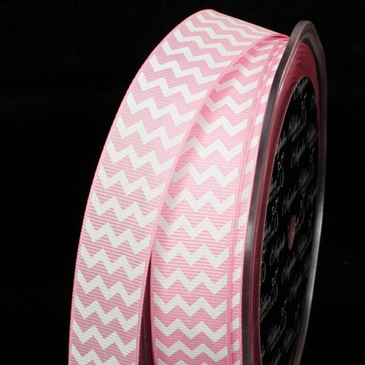 The Ribbon People Pink and White Chevron Grosgrain Craft Ribbon 0.75