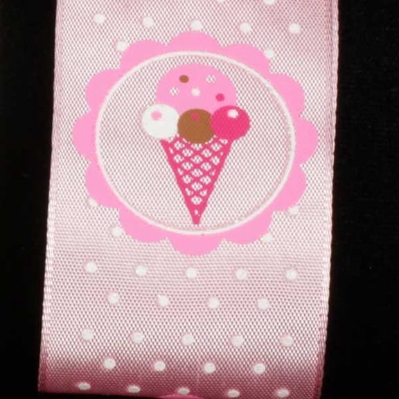 The Ribbon People Pink and White Ice Cream Wired Craft Ribbon 1.5" x 22 Yards