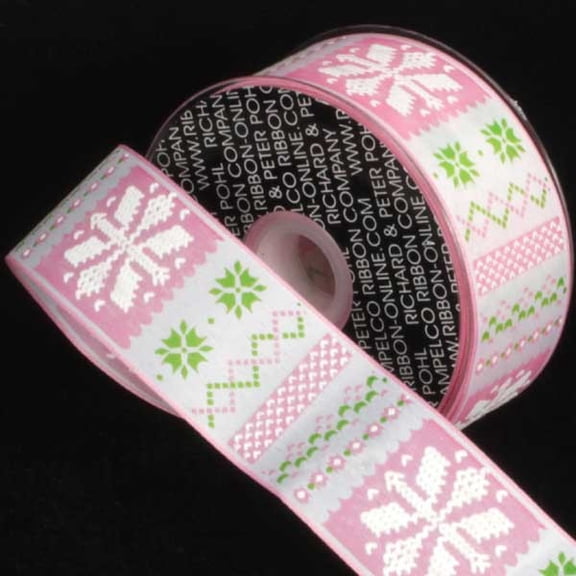 The Ribbon People Pink and White Piazza Contemporary Wired Craft Ribbon 1.5" x 27 Yards
