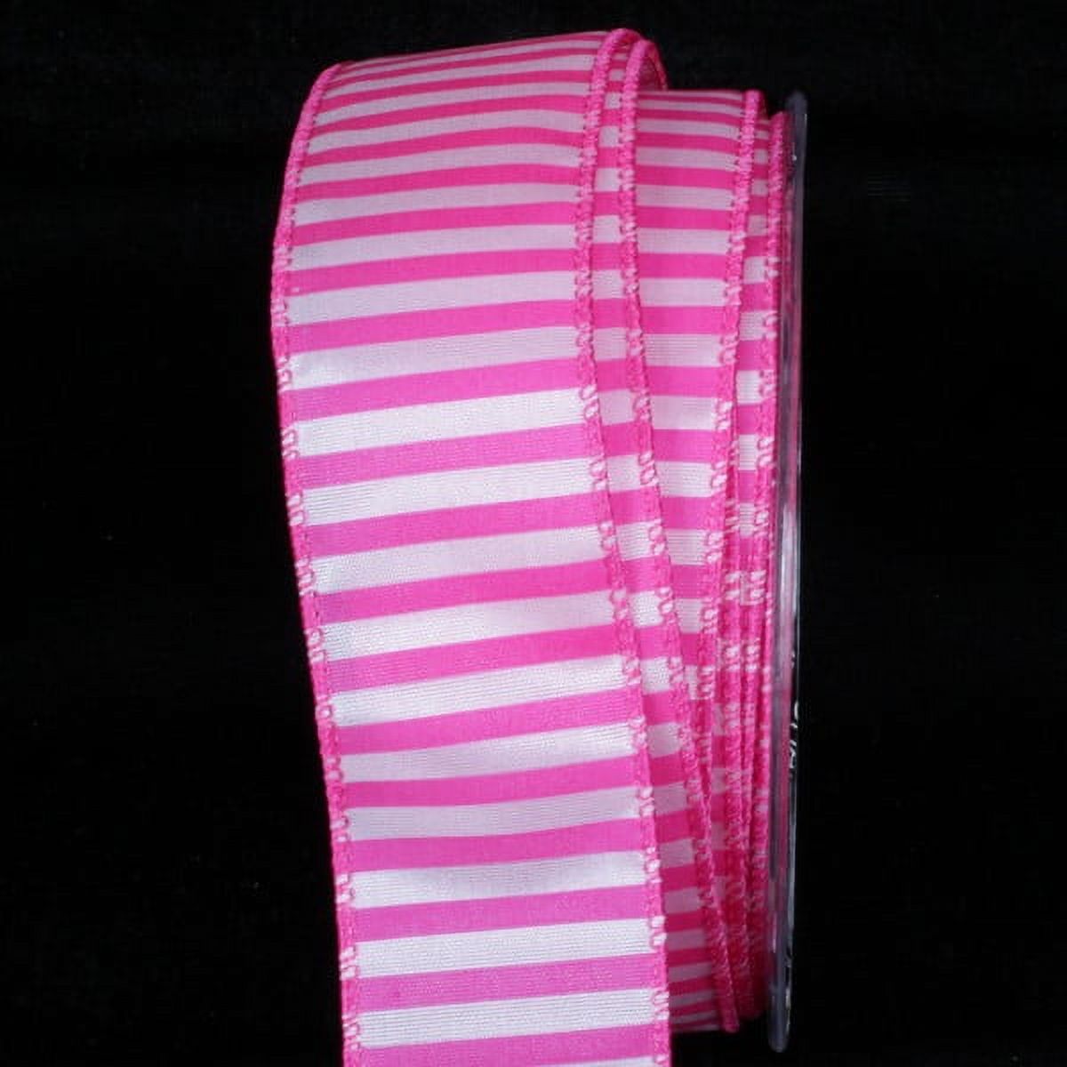 The Ribbon People Pink and White Striped Capri Wire Edged Craft Ribbon ...