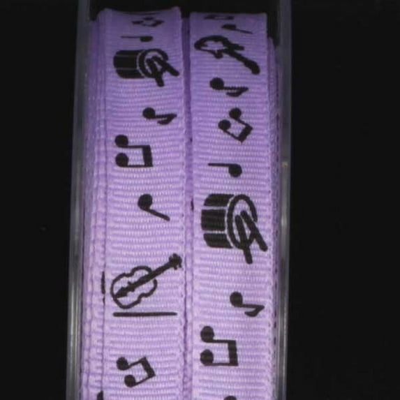 The Ribbon People Purple Class Musical Instrument Print Craft Ribbon 0.25" x 54 Yards