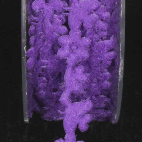 The Ribbon People Purple Felt Birds and Flowers Woven Craft Ribbon 0.5" x 22 Yards