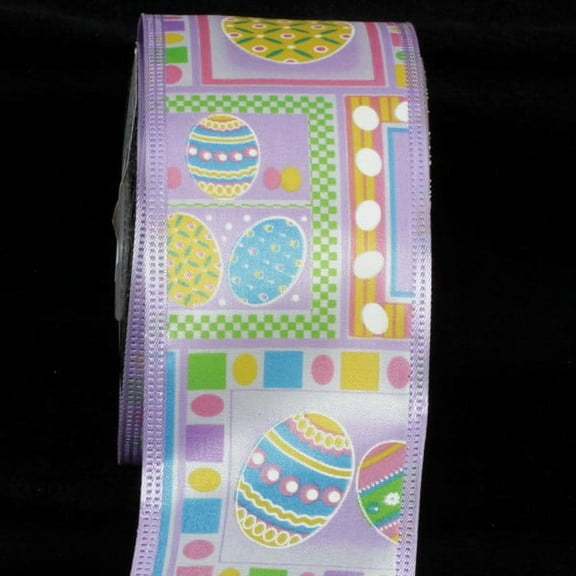 The Ribbon People Purple and Blue Easter Eggs Wired Craft Ribbon 2.5" x 40 Yards