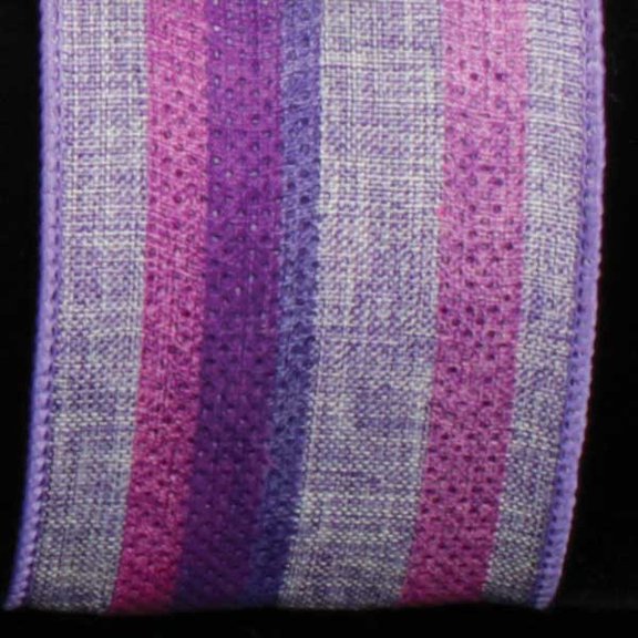 The Ribbon People Purple and Pink Wired Craft Ribbon with Stripes 2.5" x 20 Yards