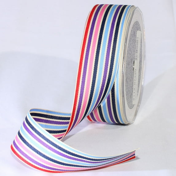 The Ribbon People Purple and Red French Striped Craft Ribbon 1.5" x 33 Yards