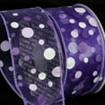 thumbnail image 1 of The Ribbon People Purple and White Tuffts Polka Dot Wired Craft Ribbon 2" x 40 yards, 1 of 2