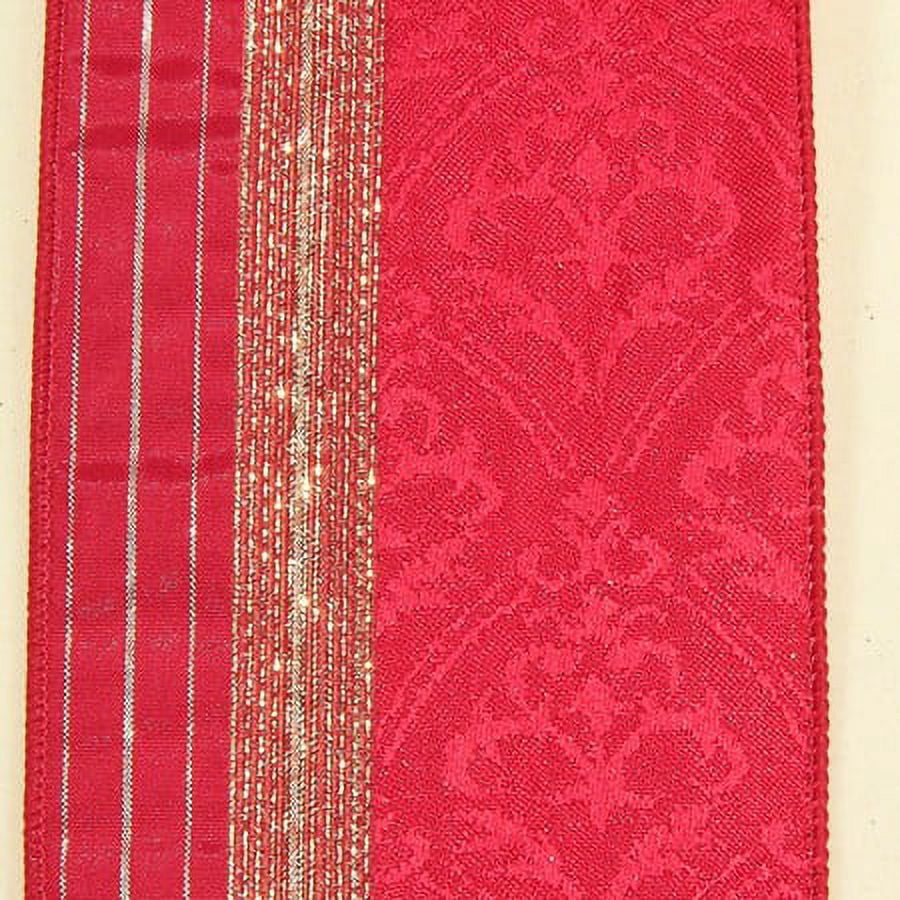 the-ribbon-people-red-damask-with-gold-stripes-wired-craft-ribbon-4-x
