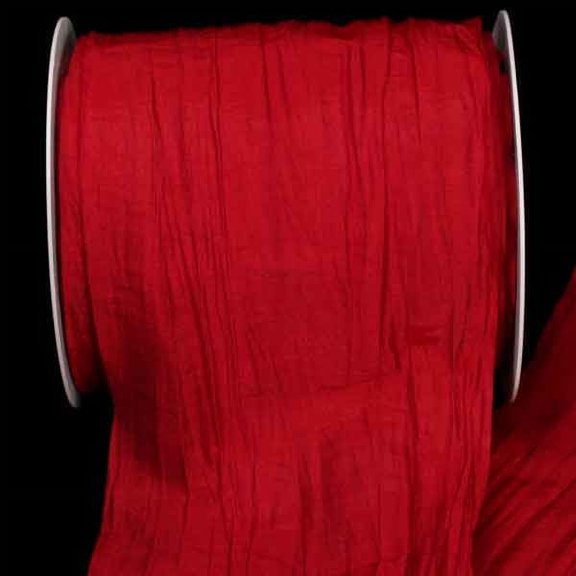 Red Solid Edge Pleated Tulle Craft Ribbon 4" x 11 Yards
