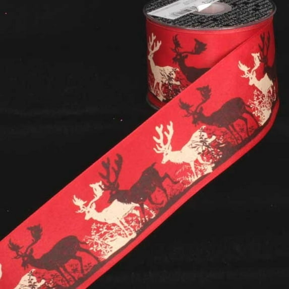 The Ribbon People Red and Brown Elk Wired Craft Ribbon 2.5" x 27 Yards