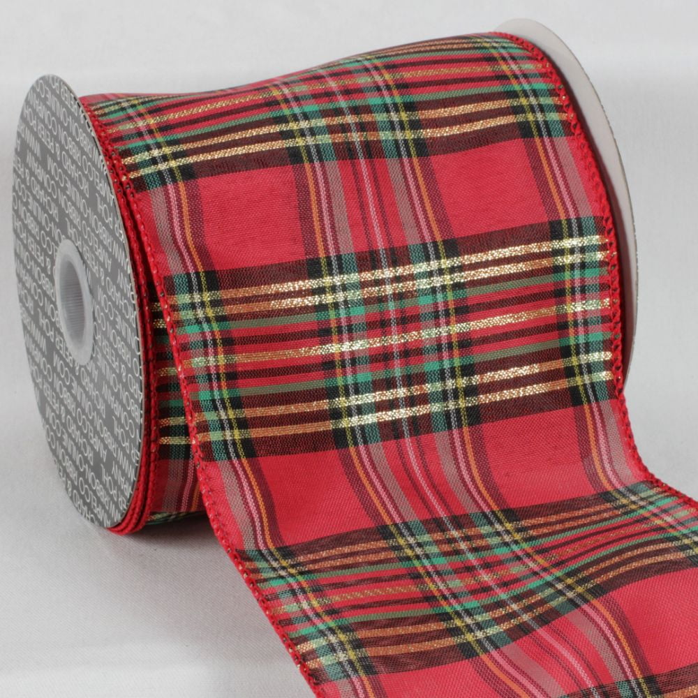 The Ribbon People Red and Brown Plaid Ribbon 5" x 20 Yards