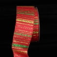 thumbnail image 1 of The Ribbon People Red and Gold Glitter Striped Diagonal Wired Craft Ribbon 2.5" x 20 Yards, 1 of 1