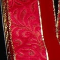 thumbnail image 1 of The Ribbon People Red and Gold Leaf Motif Wired Craft Ribbon 2.5" x 20 Yards, 1 of 2