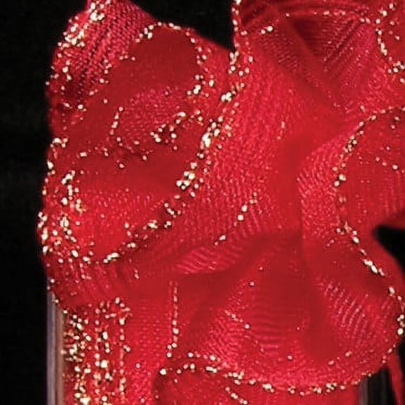 The Ribbon People Red and Gold Woven Edge Pull Bow Craft Ribbon 1.5" x 30 Yards