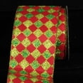 thumbnail image 1 of The Ribbon People Red and Green Glitter Harlequin Wired Craft Ribbon 4" x 20 Yards, 1 of 1