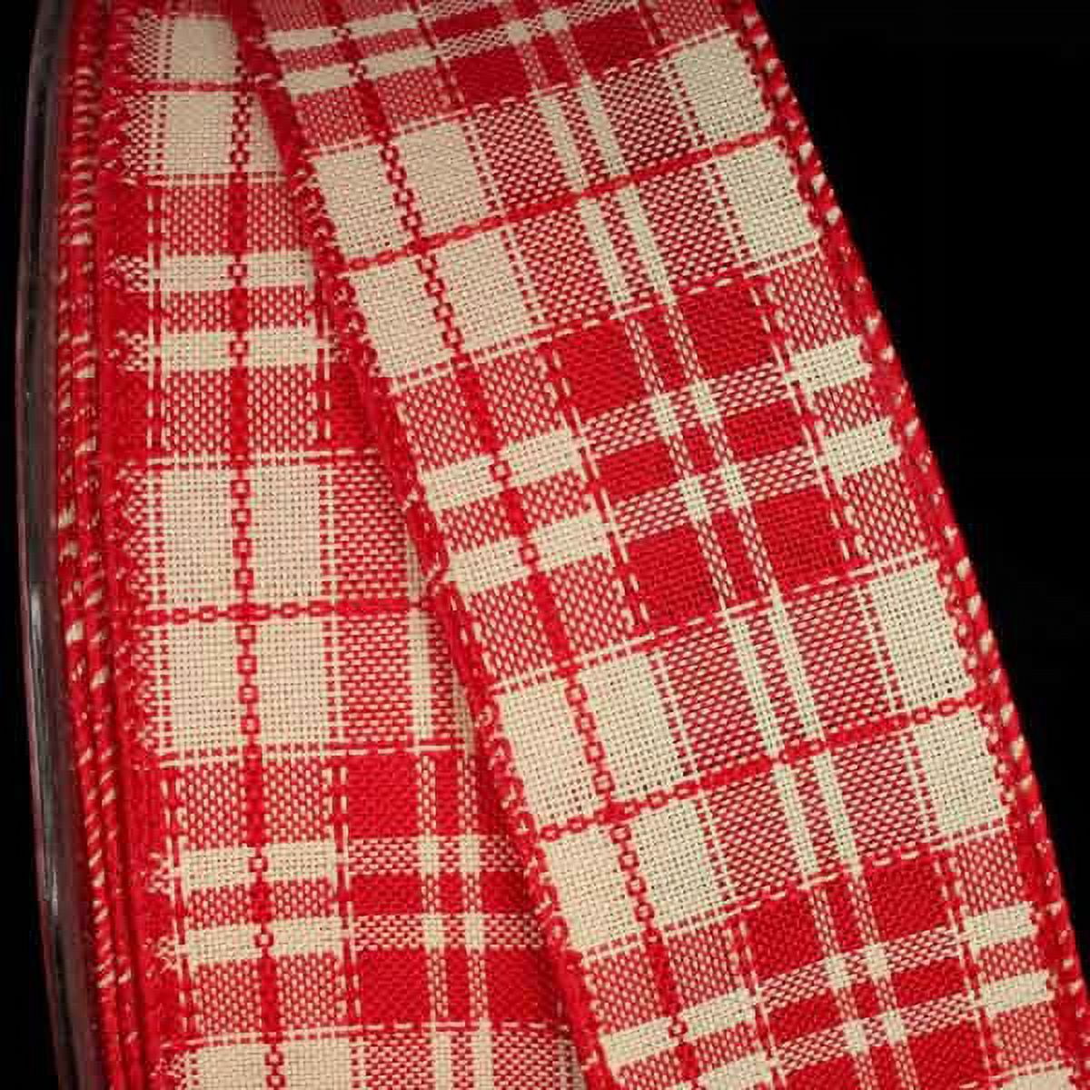 The Ribbon People Red And Ivory Plaid Wired Craft Ribbon 1 5 X 40 the-ribbon-people-red-and-ivory-plaid-wired-craft-ribbon-1-5-x-40
