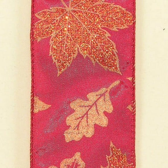 The Ribbon People Red and Orange Fall Maple Leaf Wired Craft Ribbon 0.07" x 40 Yards